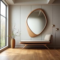 مرآة إاليان خشبية فاخرة بتصميم فني (موديل MR-005)