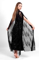 جلابيه مخمل ترتر بشال من التل لون اسود