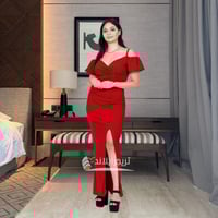 فستان ناعم طويل اكمام بف