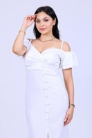 فستان ناعم طويل اكمام بف