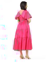 فستان ميدي سادة بأكمام مميزة