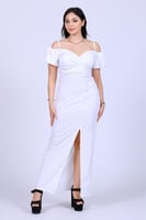 فستان ناعم طويل اكمام بف