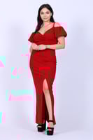 فستان ناعم طويل اكمام بف