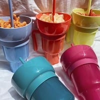 كوب وجبات خفيفة ومشروبات مع مصاصة مدمج ومحمول مقاو...