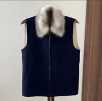 Men's Double-Face Fur Vest Navy/Beige - سديري رجال...