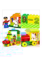 50 قطعة من لعبة مكعبات البناء لعبة قطار التعلم ABC...
