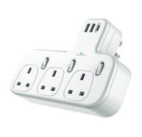 فيش جداري مشترك كهرباء بـ3 منافذ ثلاثية ومنفذين US...