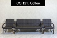 طقم كنب جلد لون كوفي