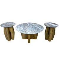 طقم طاولات رخام وخشب هندي