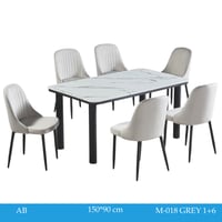 طقم طاولات رخام 4و6 كراسي لون رمادي