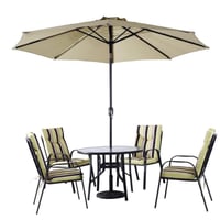 طقم جلسة خارجية 4 كراسي لون رمادي غامق