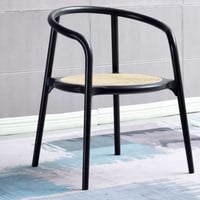 طقم 2 كراسي خشب وراتان أسود