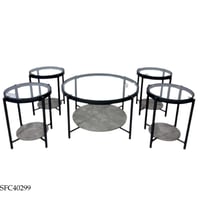 طقم طاولات خشب وزجاج عدة ألوان