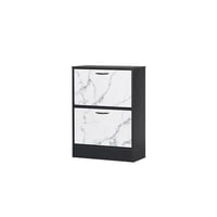 دولاب أحذية خشب دورين لون ابيض واسود