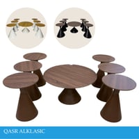 طقم طاولات خشبي ومعدن متعدد الألوان