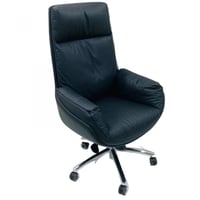 كرسي دوار جلد أنيق لون أسود