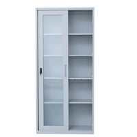 دولاب مكتب حديد وقزاز رمادي