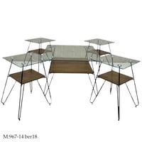 طقم طاولات خدمة قزاز وخشب عدة ألوان