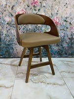 كرسي جلد مع خشب فخم عدة ألوان