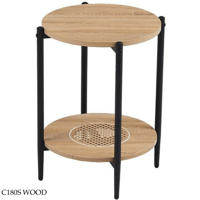 طقم 2 طاولات خشب وراتان عدة ألوان