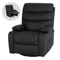 كرسي استرخاء هزاز دوار اسود جلد متحرك