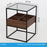 طاولة خشب وزجاج 40 سم