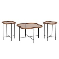 طقم طاولات خدمة قزاز وخشب