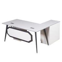 طقم مكاتب مع سكرتاريه لون أبيض عدة مقاسات