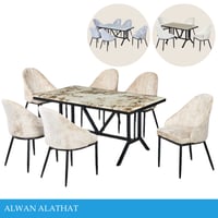 طقم طاولة طعام رخام 4و6 كراسي عدة ألوان