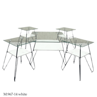 طقم طاولات خدمة قزاز وخشب عدة ألوان