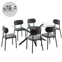 طقم طاولة طعام زجاج 4 و 6 كراسي أسود