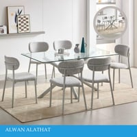 طقم طاولة طعام زجاج 4و6 كراسي رمادي