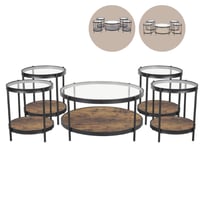 طقم طاولات خدمة خشب وزجاج عدة ألوان