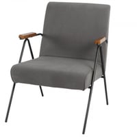 كرسي مع تكاية خشب لون رمادي