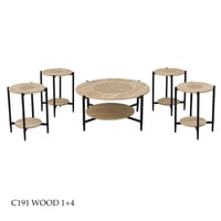 طقم طاولات خشبي راتان عدة ألوان