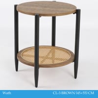 طاولة خشب مع راتان لون بني 45 سم