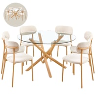 طقم طاولة طعام زجاج 4و6 كراسي خشبي