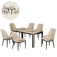 طقم طاولة طعام رخام 4و6 كراسي عدة ألوان