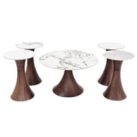 طقم طاولات وسط بورسلان خشبي غامق