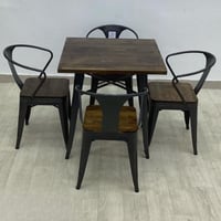 طقم طاولة و4 كراسي خشب وحديد 80 سم