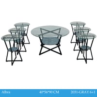 طقم طاولات خدمة خشب وزجاج عدة ألوان