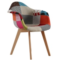 كرسي قماش ملون أرجل خشبي