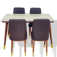 طقم طاولة و 4 كراسي رخام بني