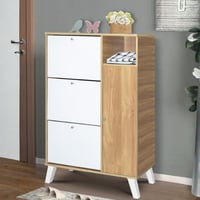 خزانة أحذية ٣ادوار لون بني فاتح وابيض