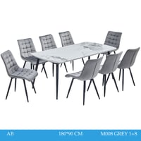 طقم طاولة سيراميك و4 و 6 و 8 كراسي لون رمادي