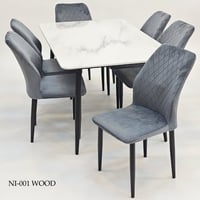 طقم طاولات رخام 4و6 كراسي رمادي