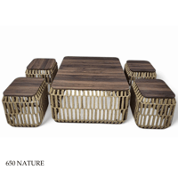 طقم طاولات خدمة خشب وقماش عدة ألوان