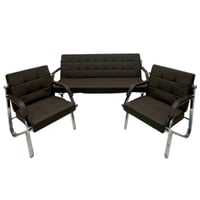 طقم كنب جلد لون كوفي