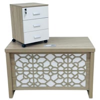 مكتب ميلامين 3 قطع مع سكرتارية لون بيج مقاس 140,16...