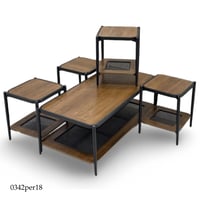 طقم 4و6 طاولات خشب وراتان عدة الوان